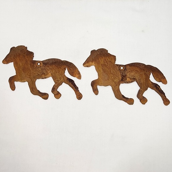 Stamped Metal Running Horses Wall Decor | Western Rustic Metal Running Horses Hanging Wall Art Decor ...